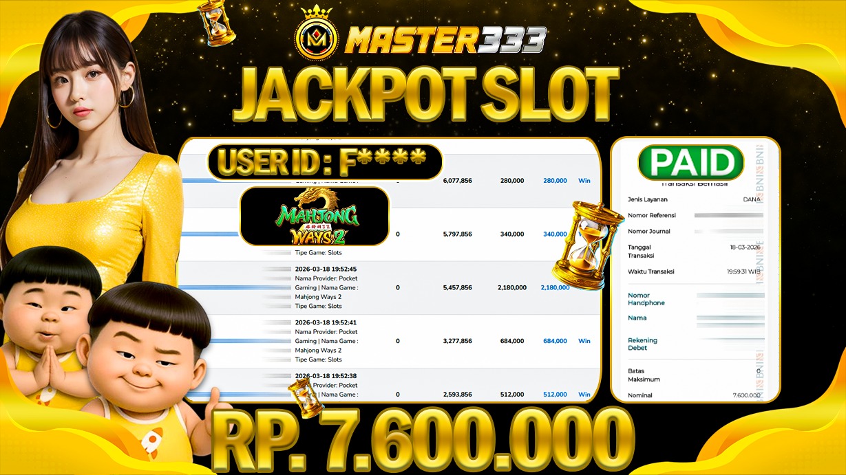 JACKPOT 7.600.000 JUTA DIMASTER333 LANGSUNG DI BAYAR LUNAS
